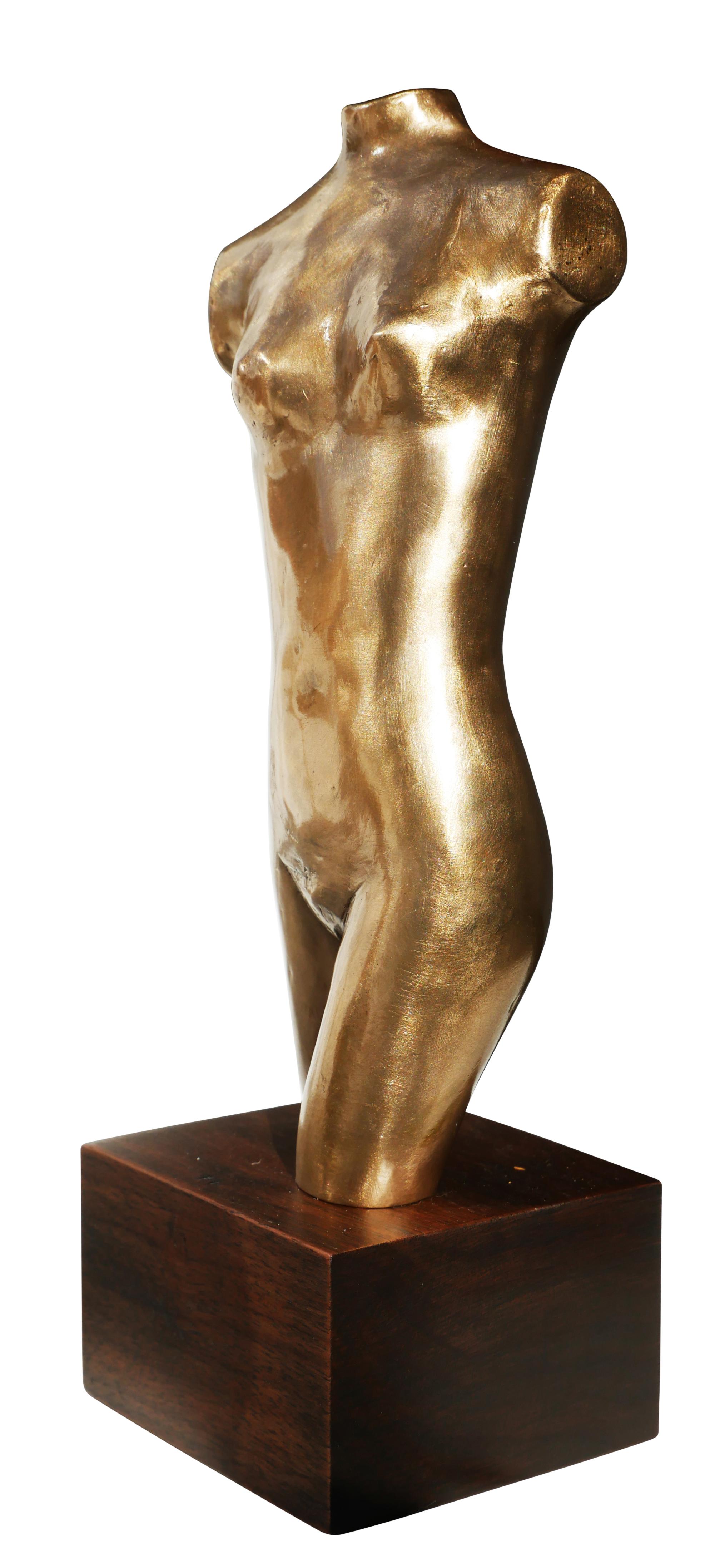 Abstrakte, brutale, weibliche Torso-Büste aus Bronze, Skulptur