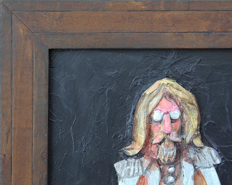 David Adickes Black, White, and Tan Abstract Figurative Mixed Media