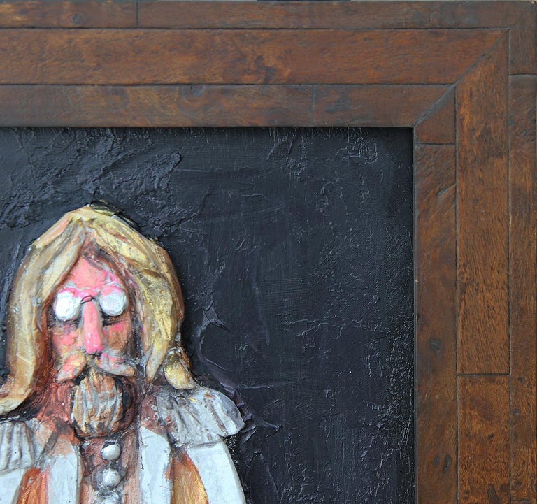 David Adickes Black, White, and Tan Abstract Figurative Mixed Media