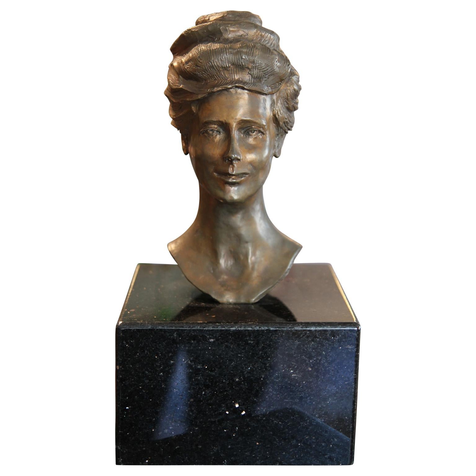 Bronze Portrait Bust of Ima Hogg - Sculpture by David Adickes