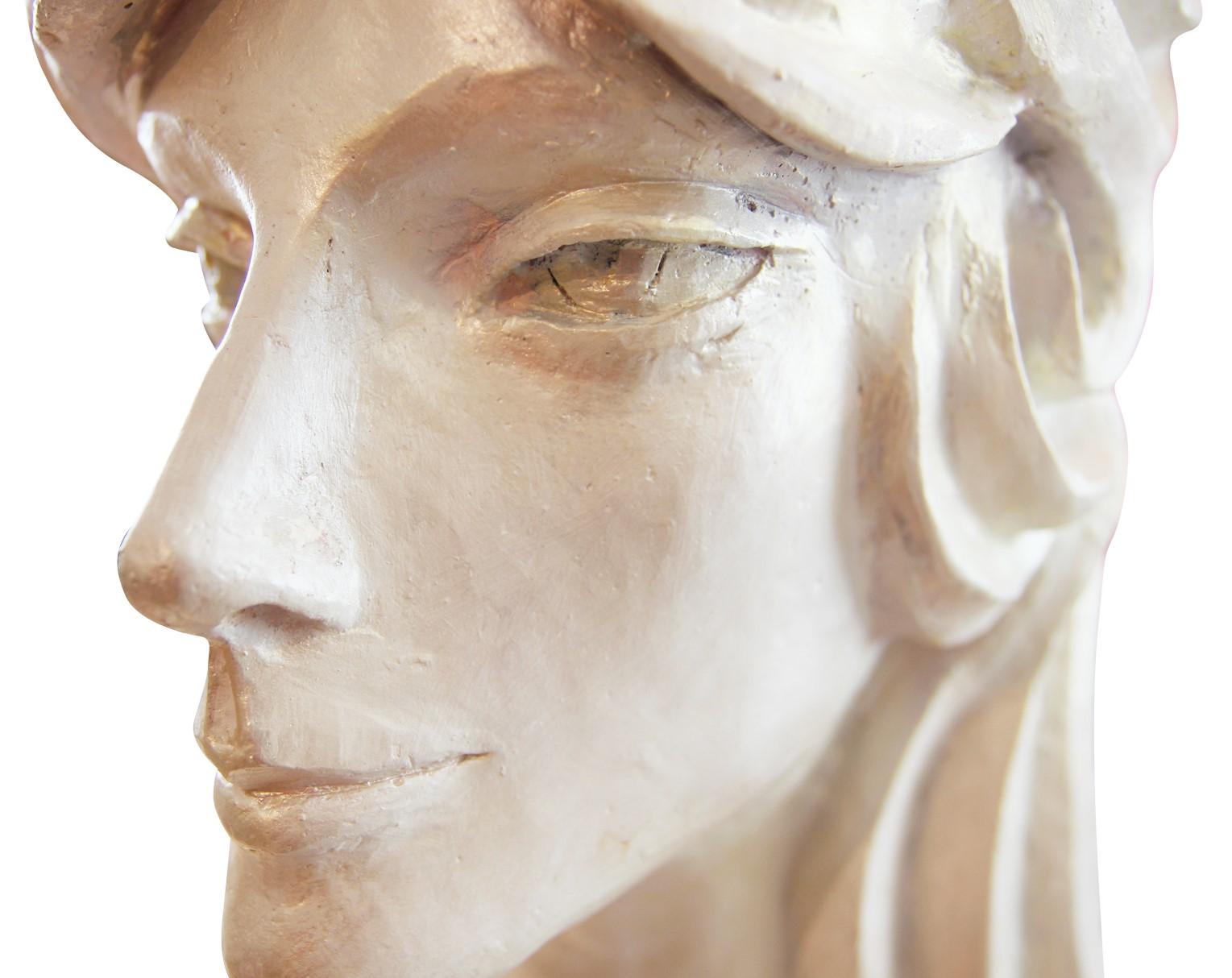 Modern Abstract Cast Stone Female Bust Portrait Sculpture of Julie Burrows - Brown Abstract Sculpture by David Adickes