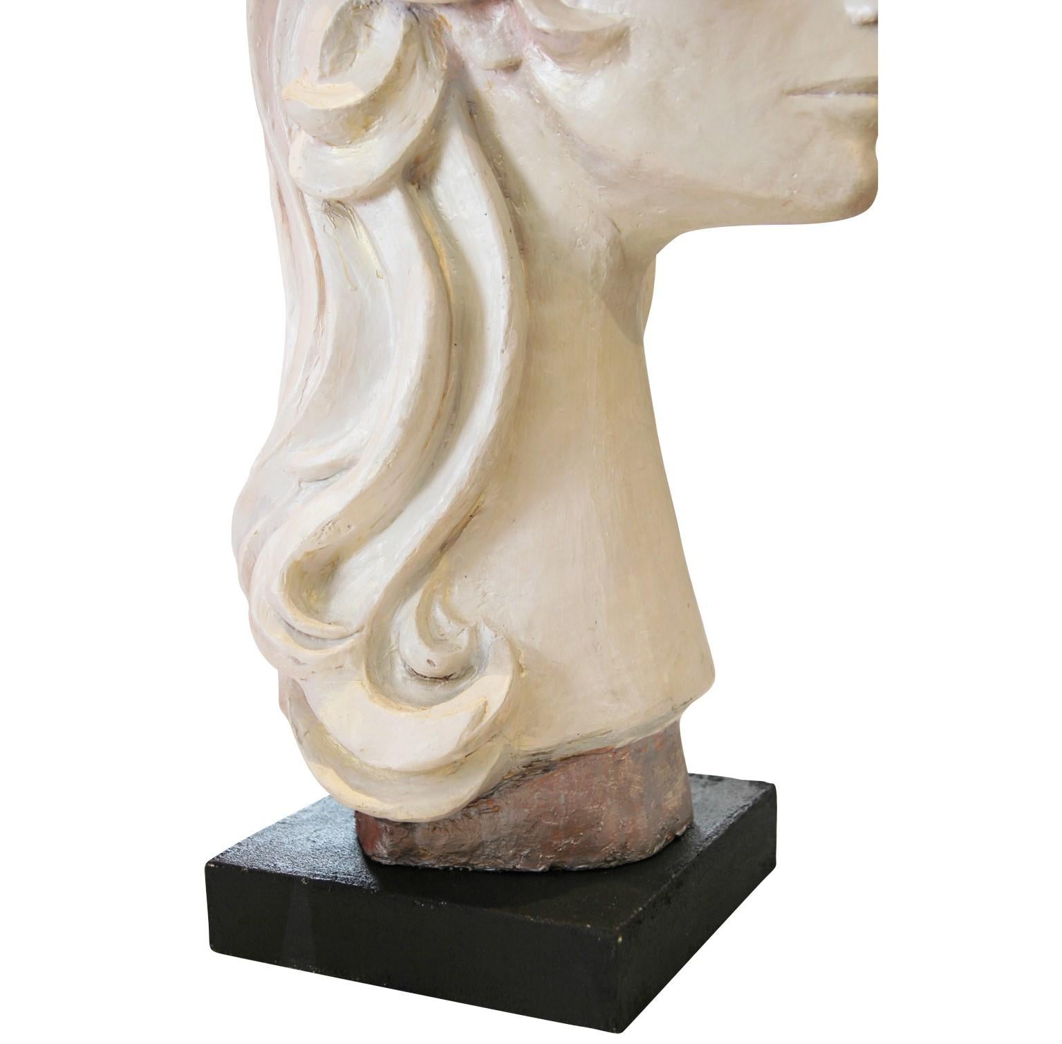 Modern Abstract Cast Stone Female Bust Portrait Sculpture of Julie Burrows For Sale 2