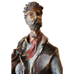 Modern Abstract Western Cowboy Bronze Metal Sculpture