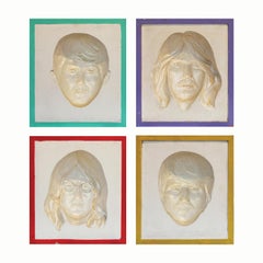 Set of 4 Realistic Optical Illusion Cast Stone Portraits of The Beatles 