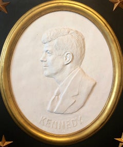 Texas Artist David Pryor Adickes John F Kennedy Bas Relief Painted Sculpture