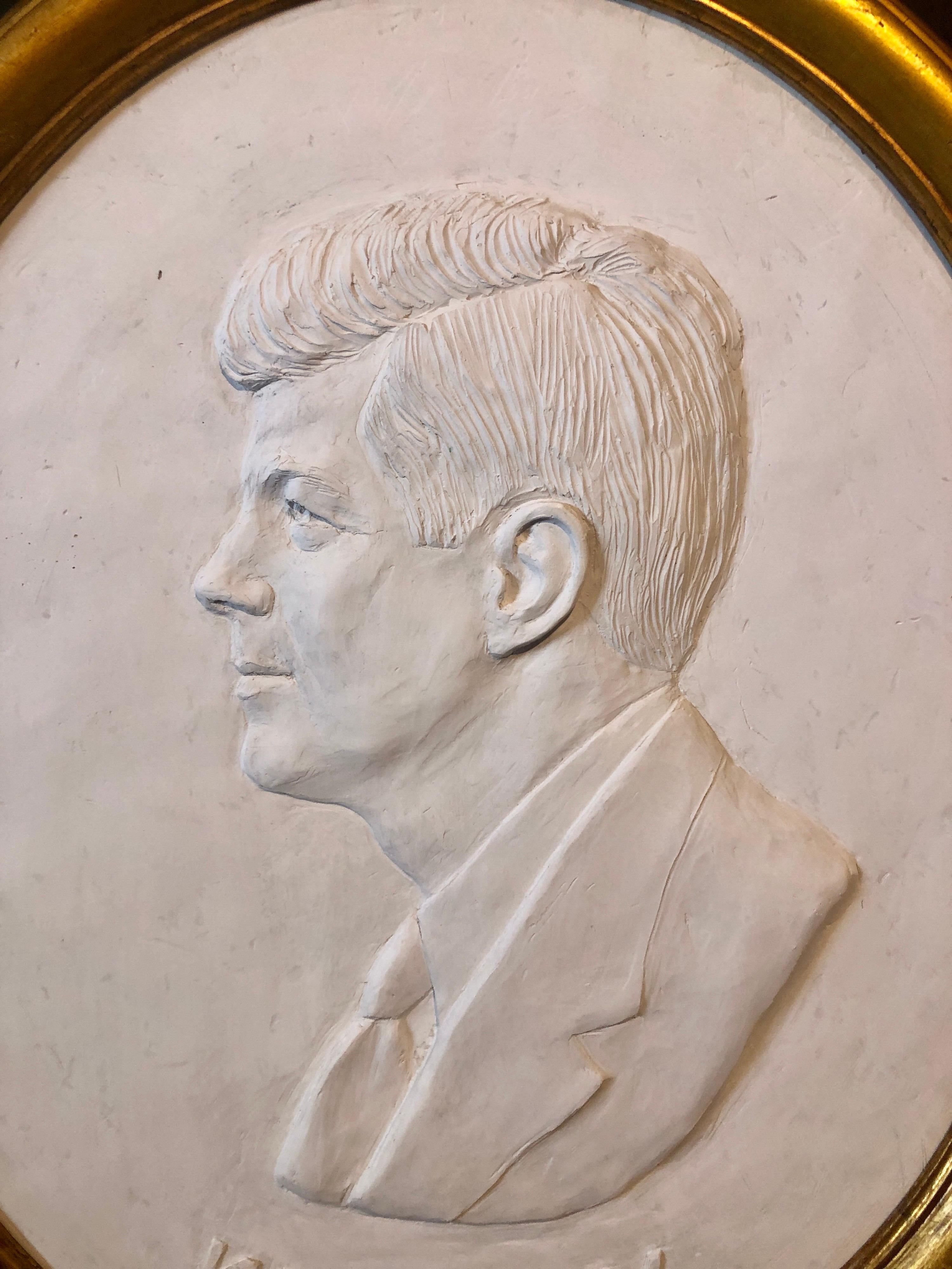 Texas Artist David Pryor Adickes John F Kennedy Bas Relief Painted Sculpture For Sale 1