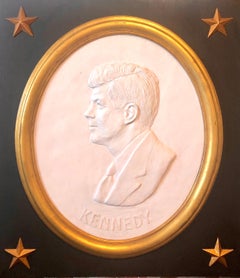 Texas Artist David Pryor Adickes John F Kennedy Bas Relief Painted Sculpture