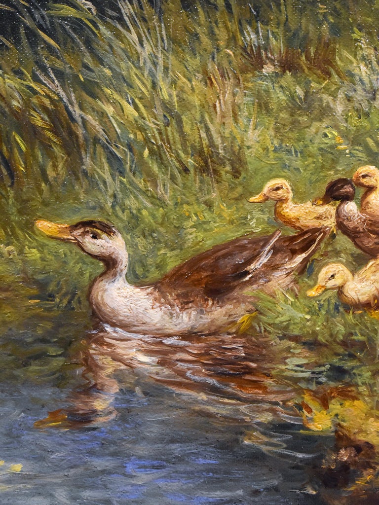 The offered painting shows a very nice depiction of ducks on the waterfront. It was the favorite subject of the painter Constant Artz (1870-1951) who lived and worked in Soestdijk. He was a student at the Academy of Art in The Hague and received