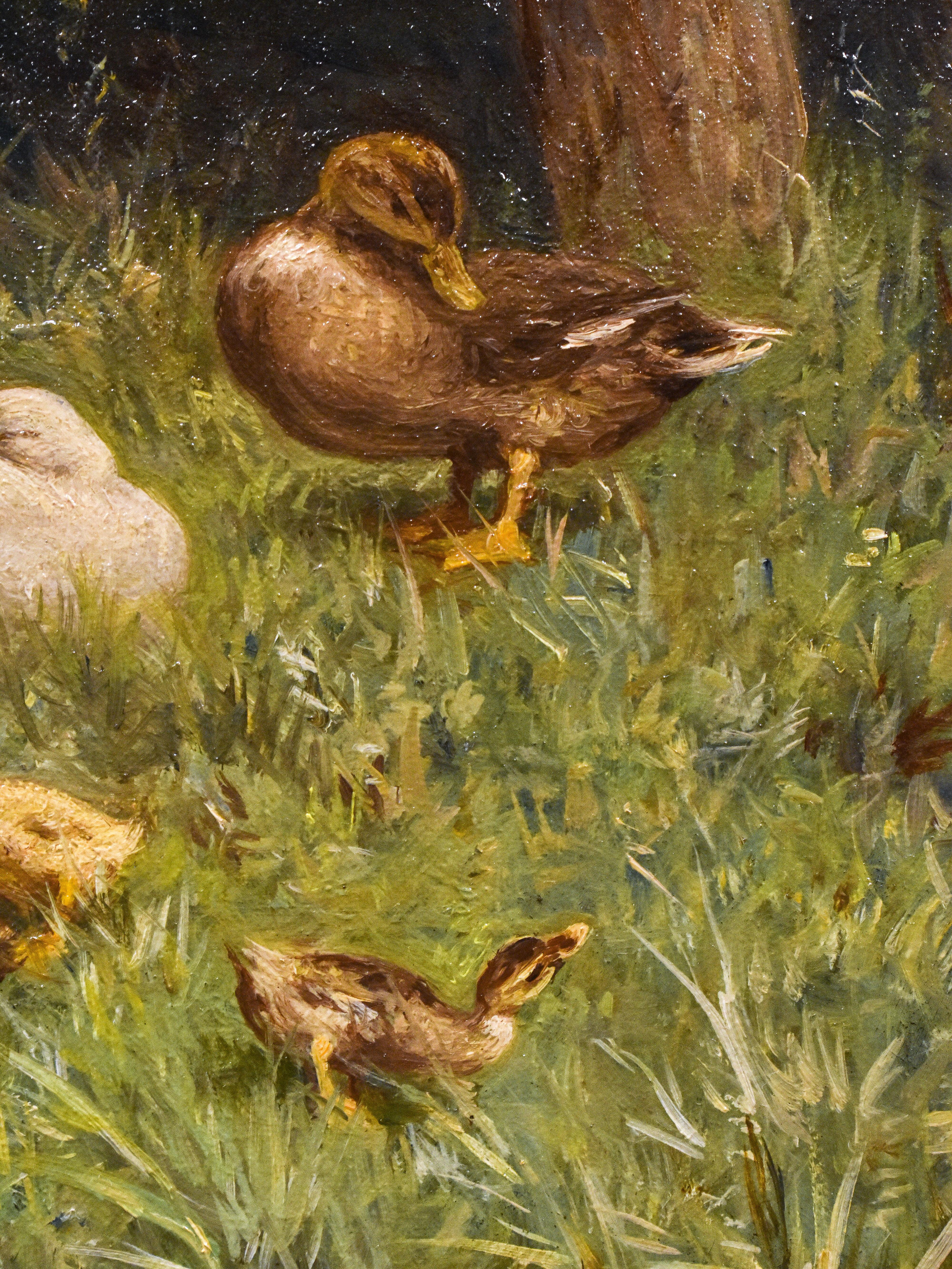 Ducks at the waterfront - Constant Artz - Around 1930 - Brown Animal Painting by Artz, David Adolph Constant
