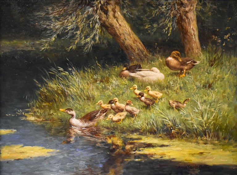 Artz, David Adolph Constant Animal Painting - Ducks at the waterfront - Constant Artz - Around 1930
