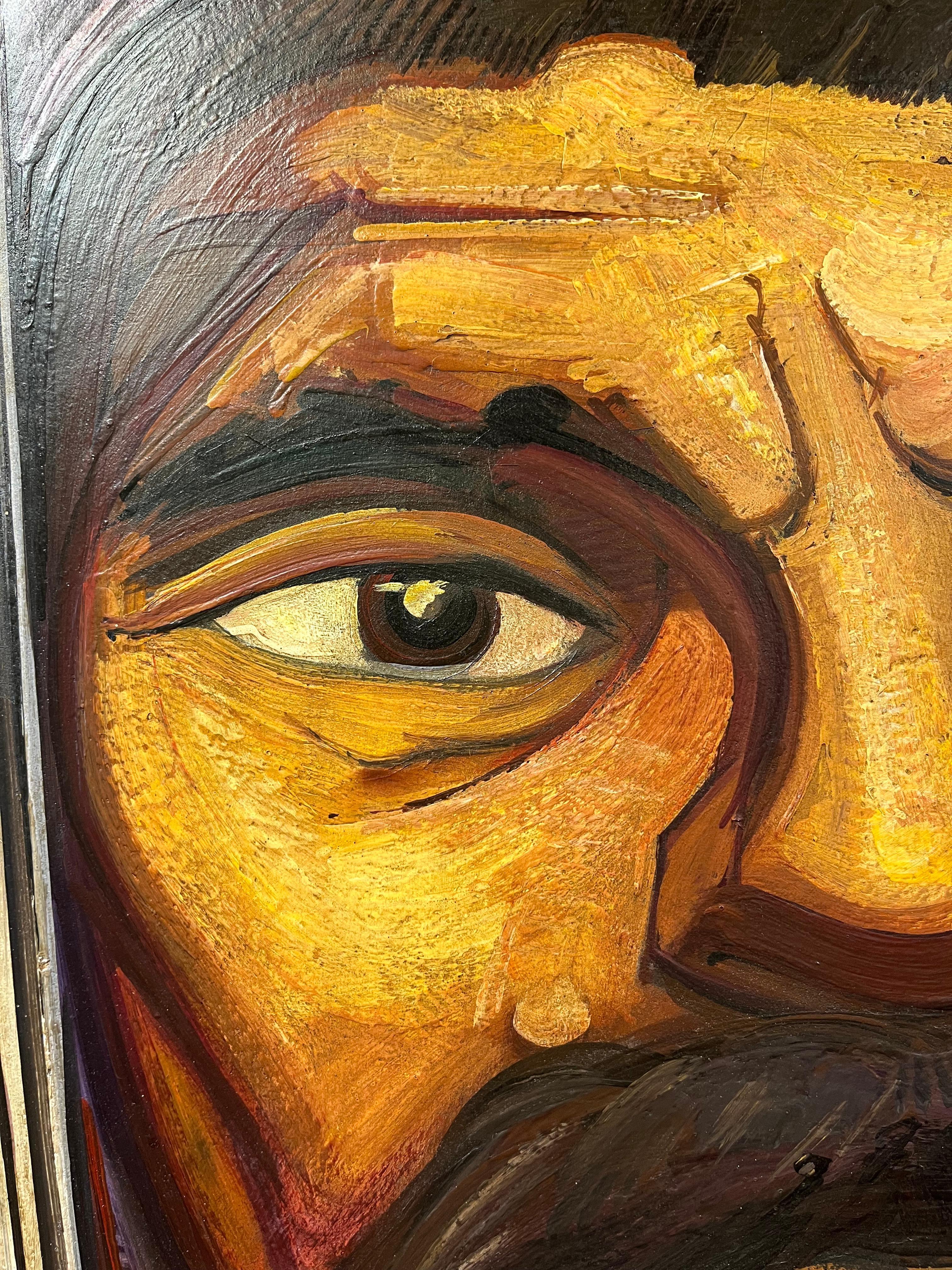Künstler: David Alfaro Siqueiros (1896-1974) Mexikaner
Titel: Emiliano Zapata
Medium: Pyroxylin auf Holzplatte, signiert unten rechts
Größe: Ungerahmt 35