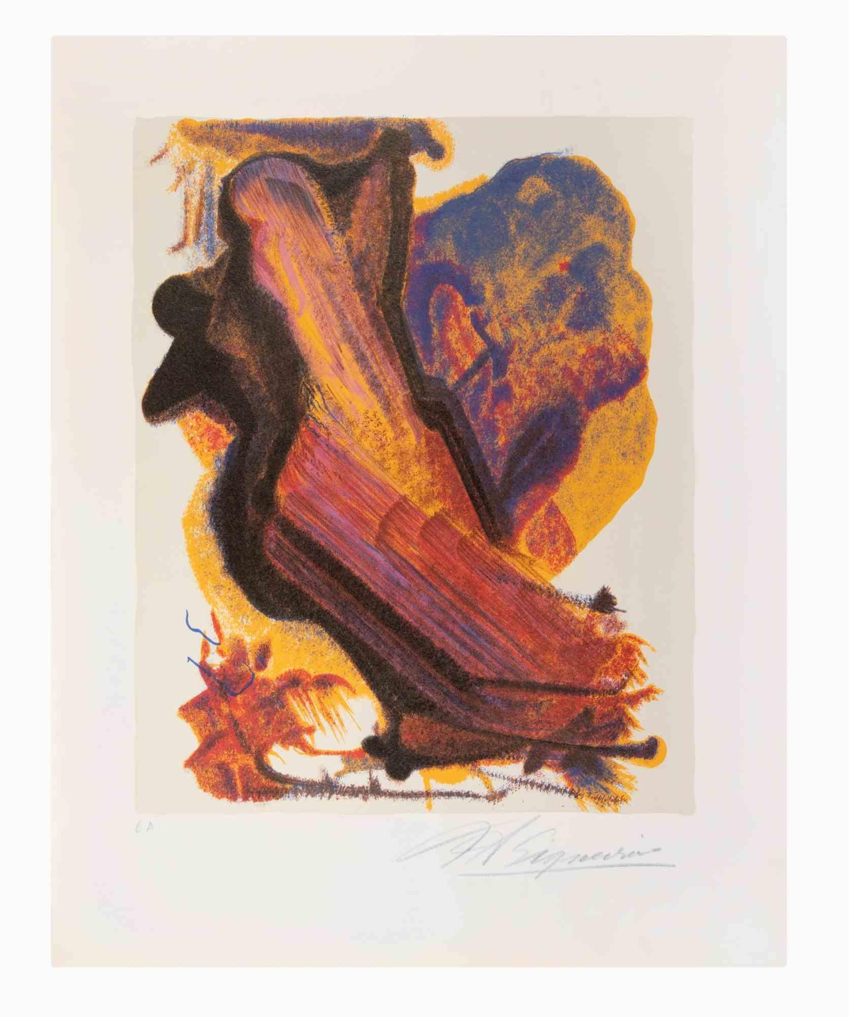 David Alfaro Siqueiros Abstract Print - Homage a Gerald Kramer Femme qui Marche - Lithograph by David A.Siqueiros - 1971