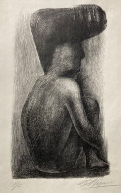 SEATED NUDE, Scarce, Large Early Print