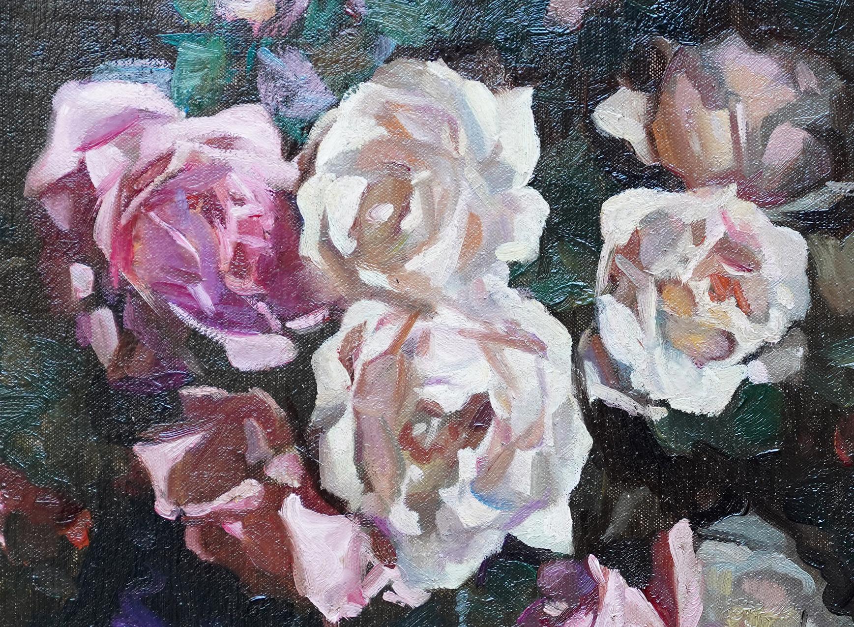 Still Life of Roses - Scottish Colourist thirties art floral oil painting flower For Sale 1