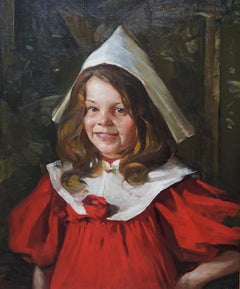 The Party Hat - Scottish Edwardian 1906 art  female portrait oil painting