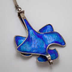 David Andersen Blue Enamel Sterling Silver Necklace
