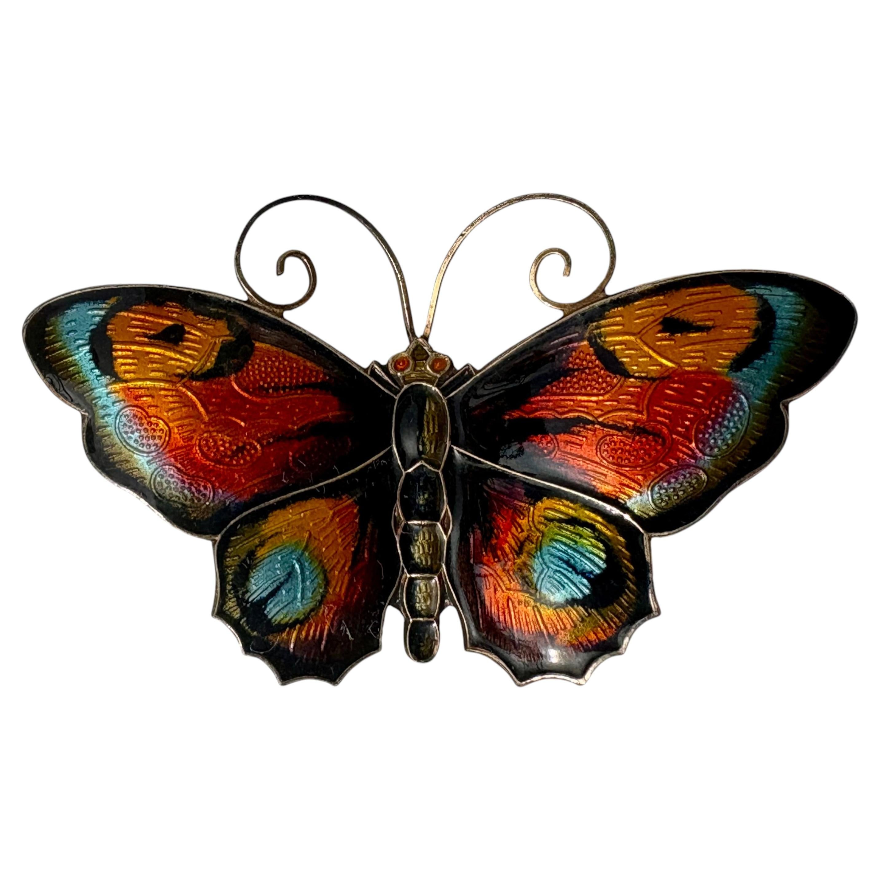 David Andersen spilla in argento dorato/spilla smaltata Butterfly