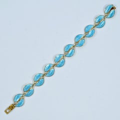 David Andersen Gold Plated Sterling Silver Blue Enamel Double Leaf Bracelet