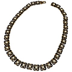 David Andersen Gold Vermeil over Sterling Silver Black and White Enamel Necklace