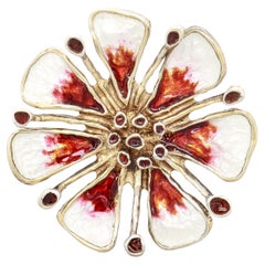 David Andersen Mid-Century Sterling Gilt Silver & Enamel Apple Blossom Brooch David Andersen Mid-Century Sterling Gilt Silver & Enamel Apple Blossom Brooch