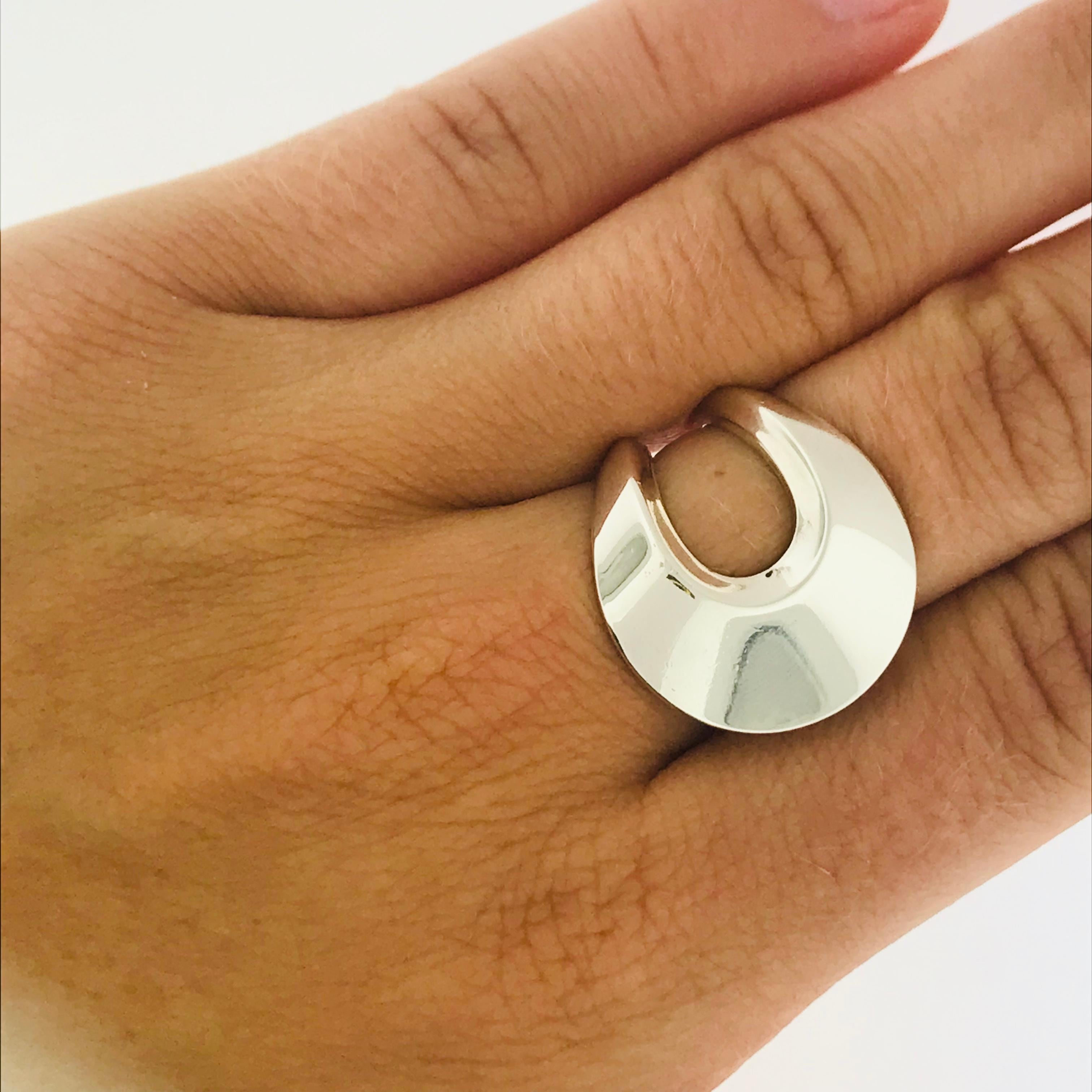The David Andersen Modernist Ring is a great addition to any jewelry collection. Made in sterling silver with an innovative and brilliant design. This ring looks great on any hand, worn on any finger! What a great ring to add some character to an