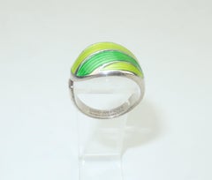 David Andersen Modernist Sterling Silver & Green Enamel Ring:: 1960's