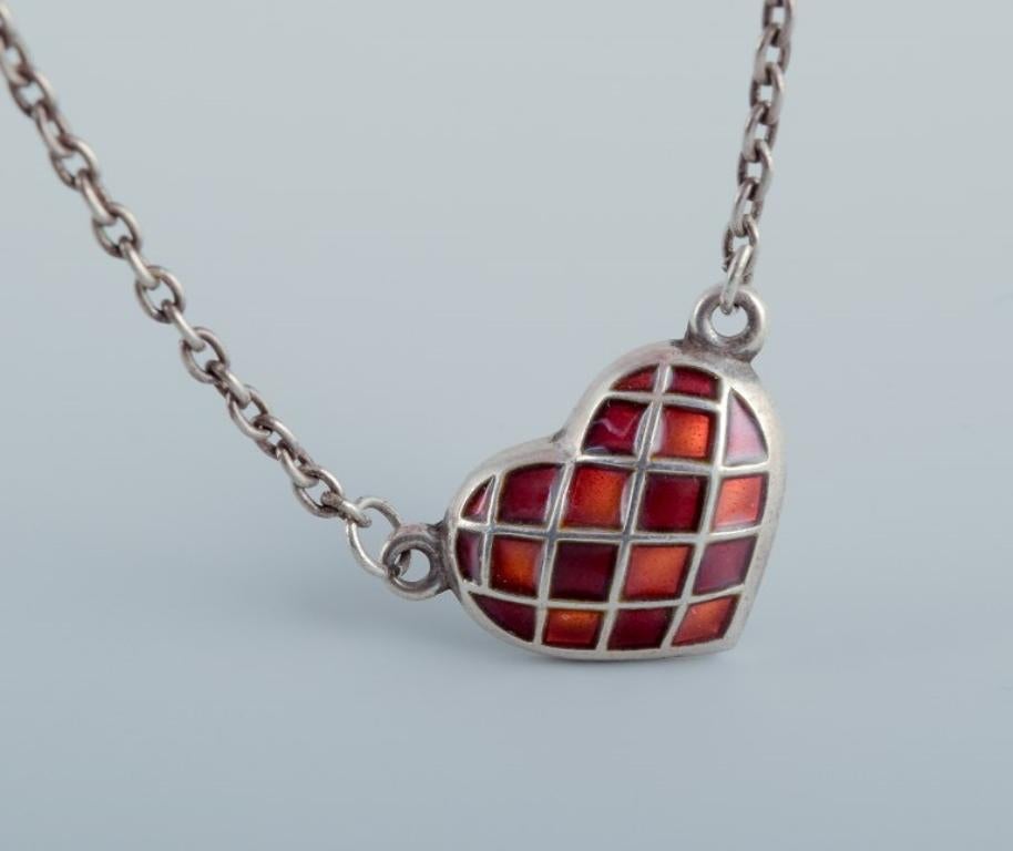 David Andersen. Necklace in sterling silver, pendant in the form of a heart. In Excellent Condition In bronshoj, DK