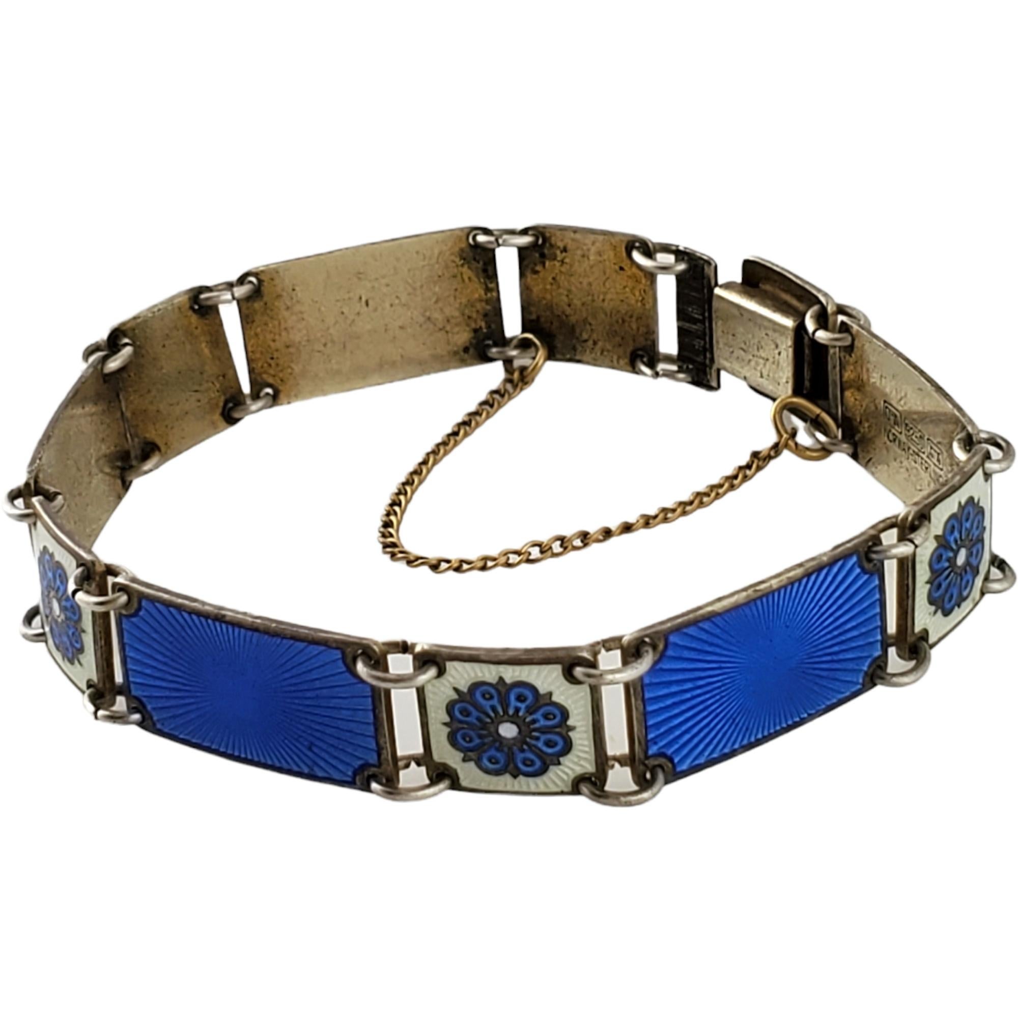 David Andersen Norway Gold Vermeil Sterling Silver Blue Enamel Flower Bracelet In Good Condition In Washington Depot, CT