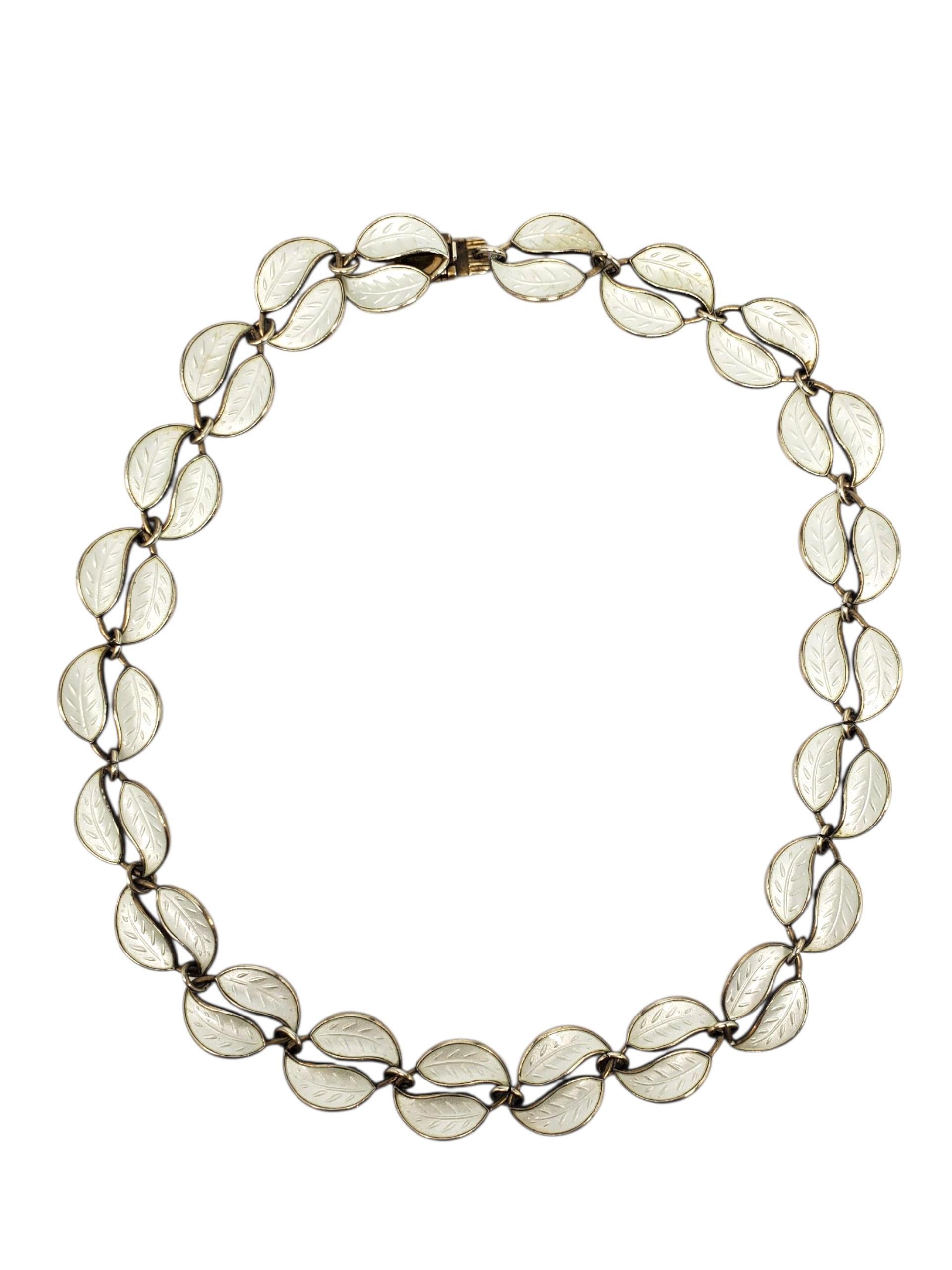 Donna David Andersen Norway Collana girocollo in oro sterling e smalto bianco #23830 in vendita