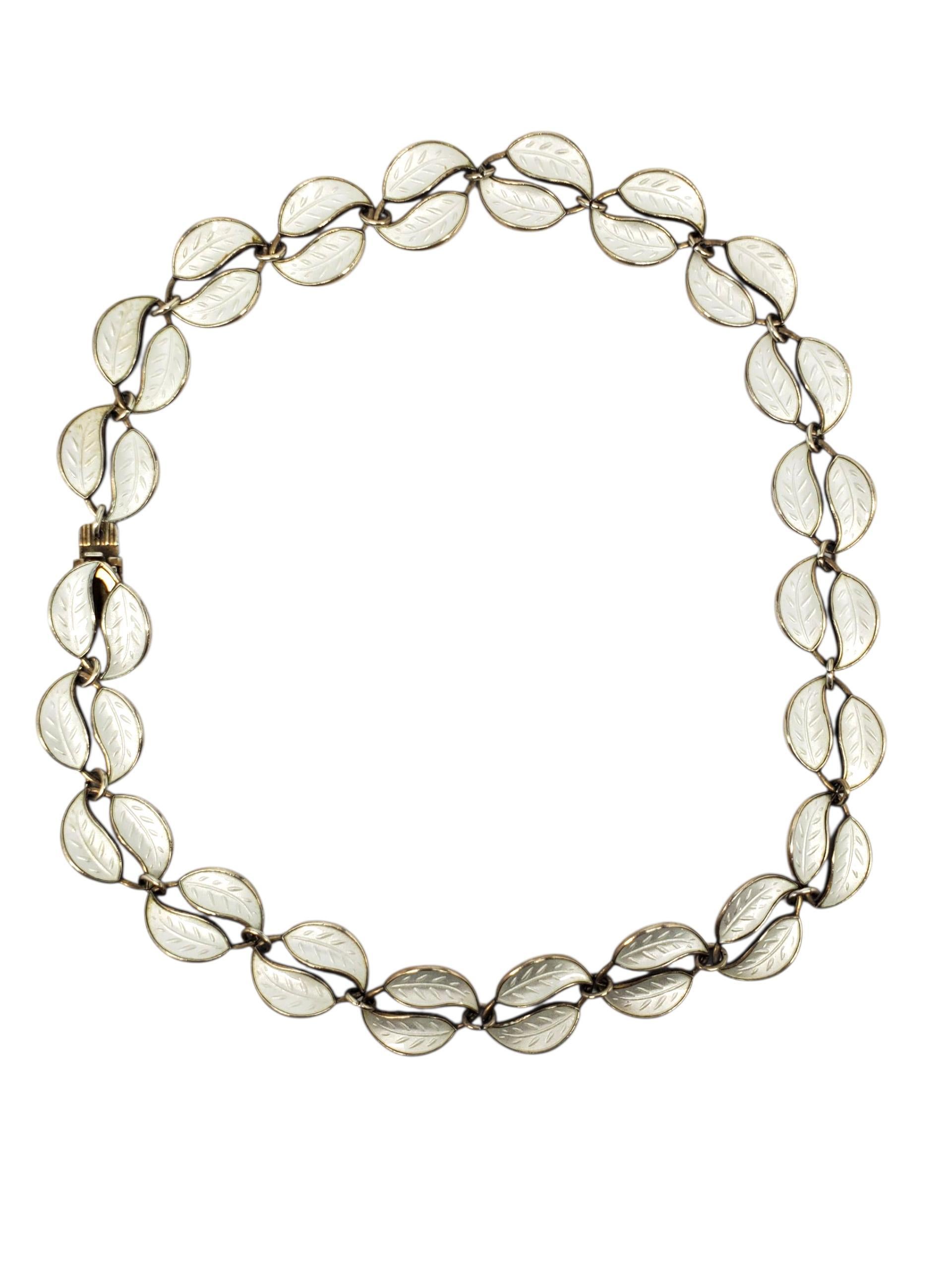 David Andersen Norway Collana girocollo in oro sterling e smalto bianco #23830 in vendita 1