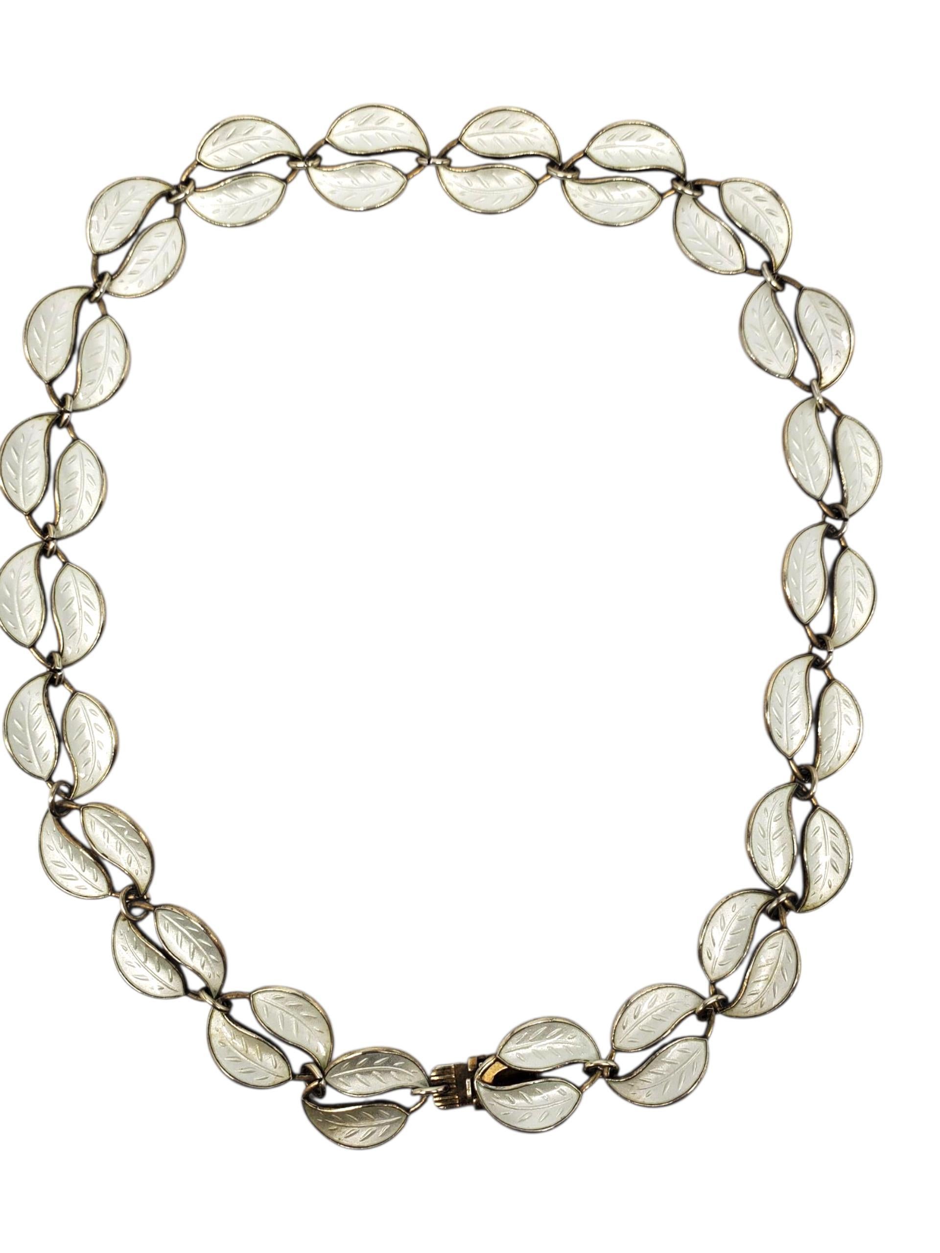 David Andersen Norway Collana girocollo in oro sterling e smalto bianco #23830 in vendita 2