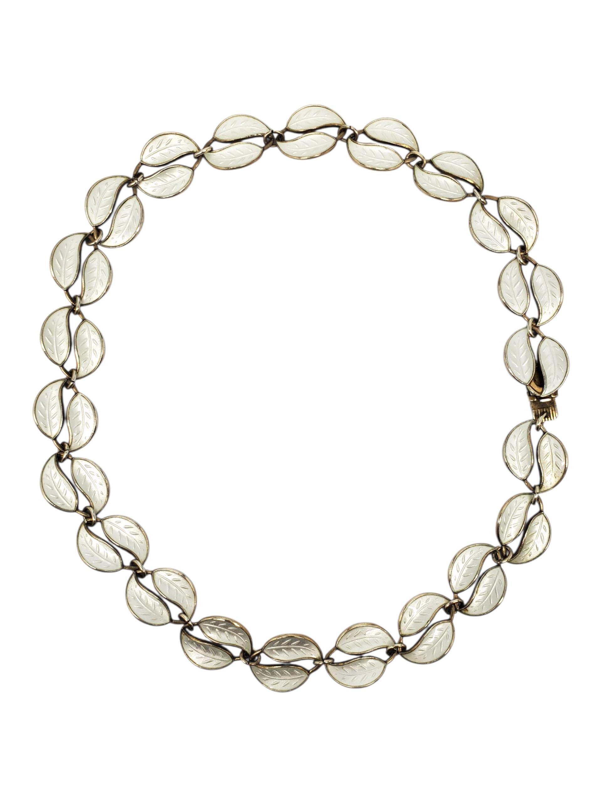 David Andersen Norway Collana girocollo in oro sterling e smalto bianco #23830 in vendita 3