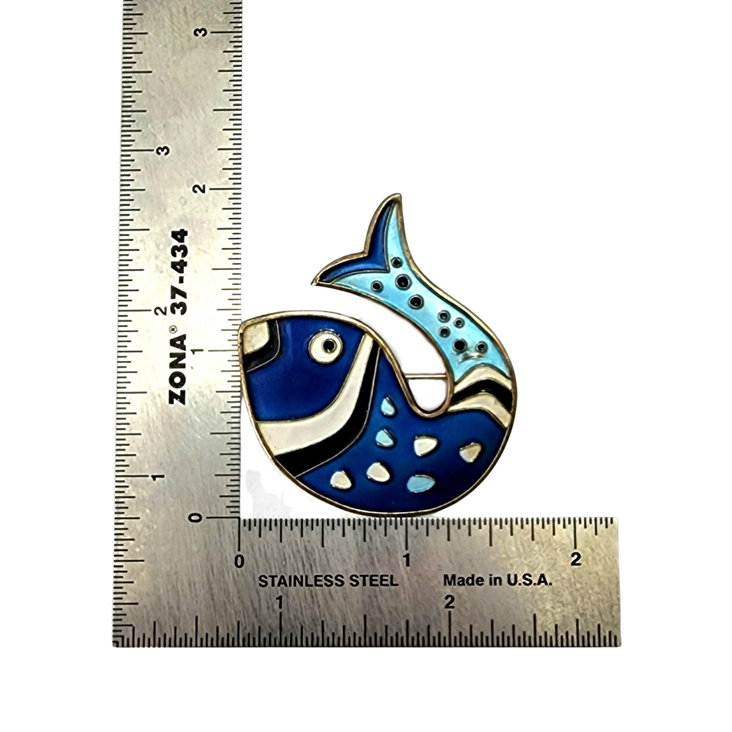David Andersen Norway Sterling Silver Blue Enamel Whale Fish Pin/Brooch #14187 1