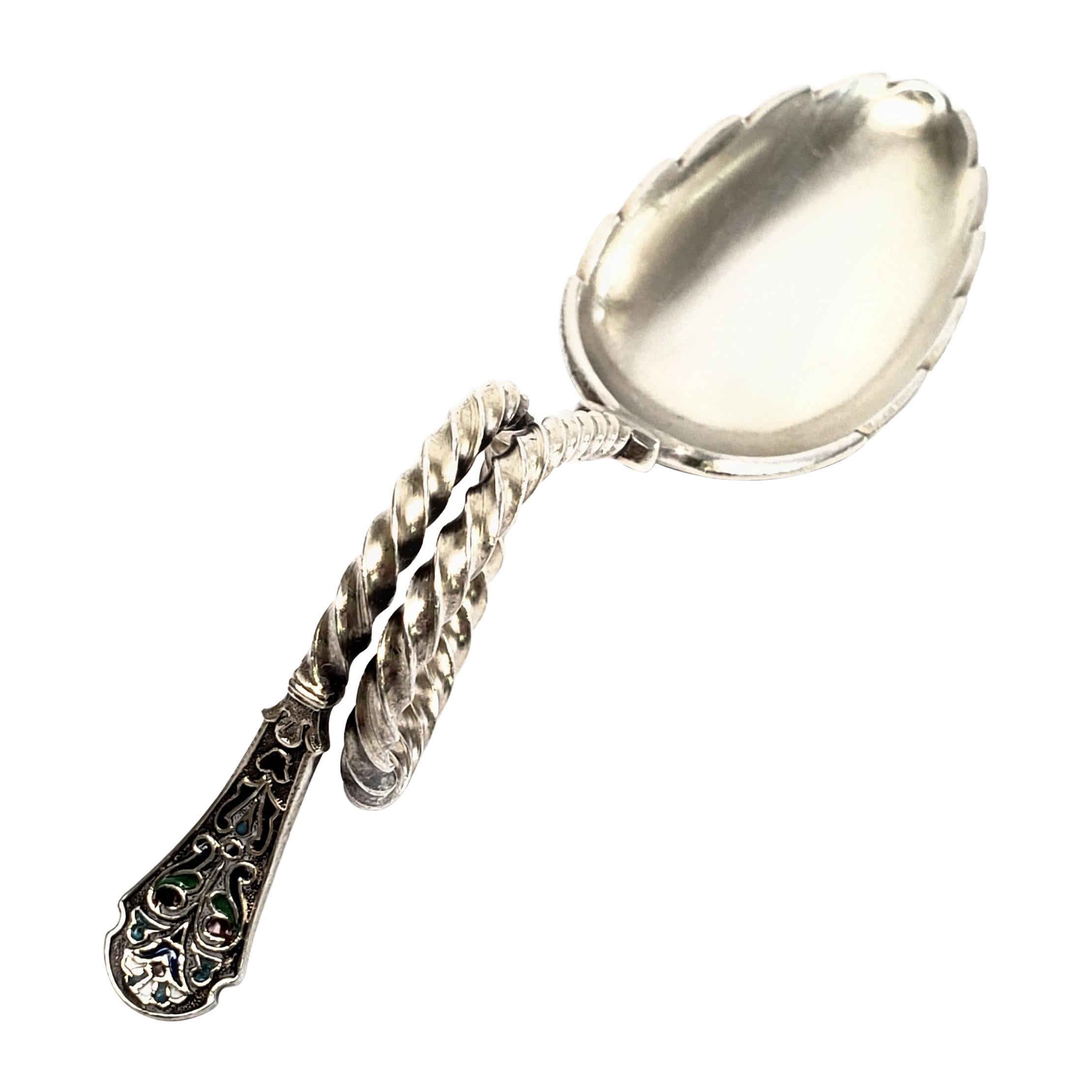 David Andersen Norway Sterling Silver Enamel Coil Handle Spoon