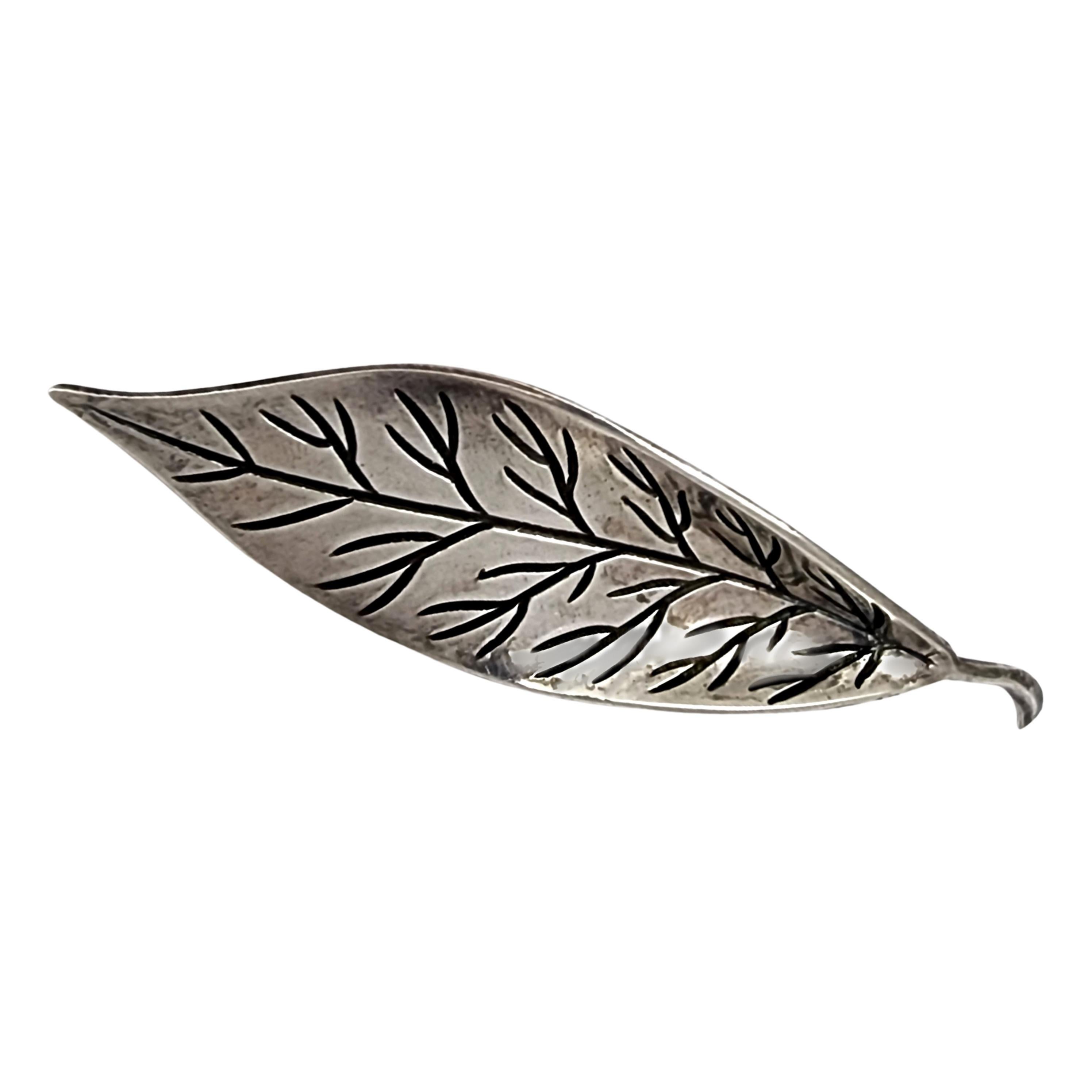 Women's David Andersen Norway Sterling Silver Leaf Pin/Brooch #14188 For Sale