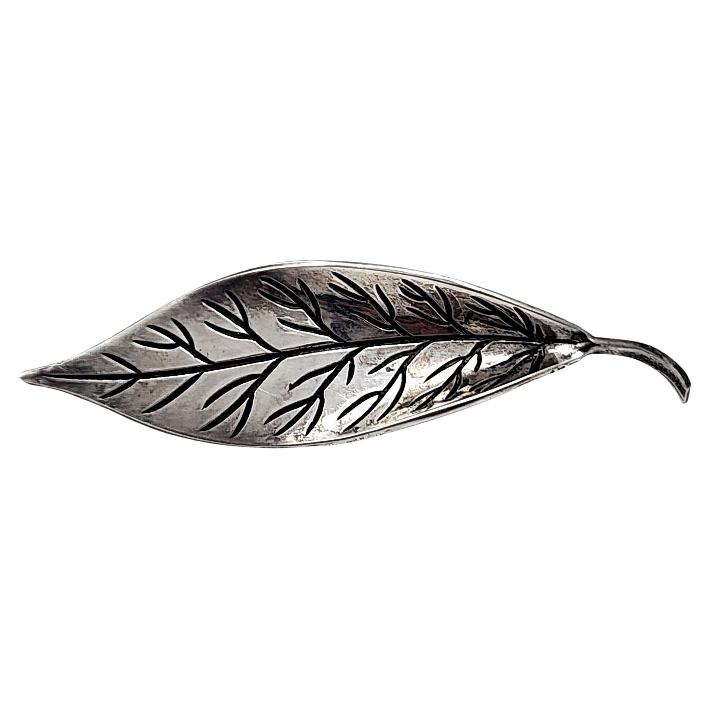 David Andersen Norway Sterling Silver Leaf Pin/Brooch #14188 For Sale