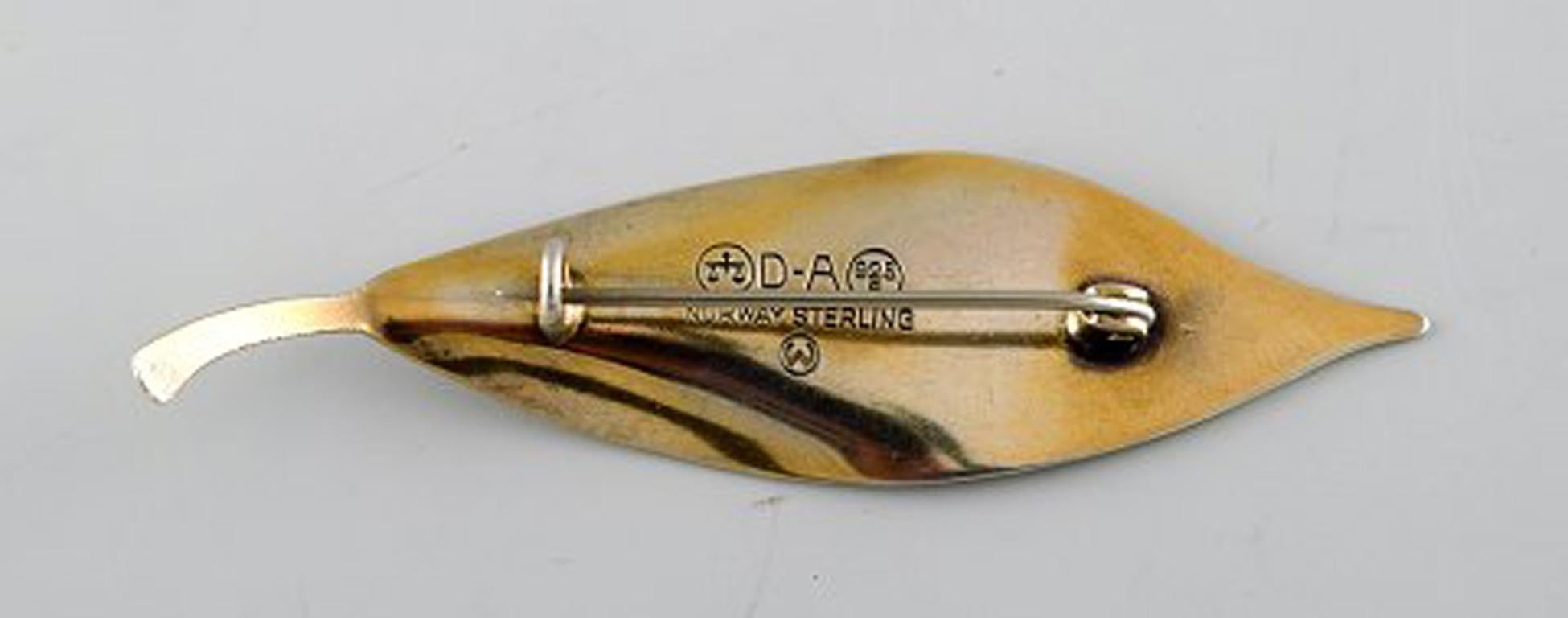 Modern David Andersen, Norwegian Brooch in Gold-Plated Sterling Silver