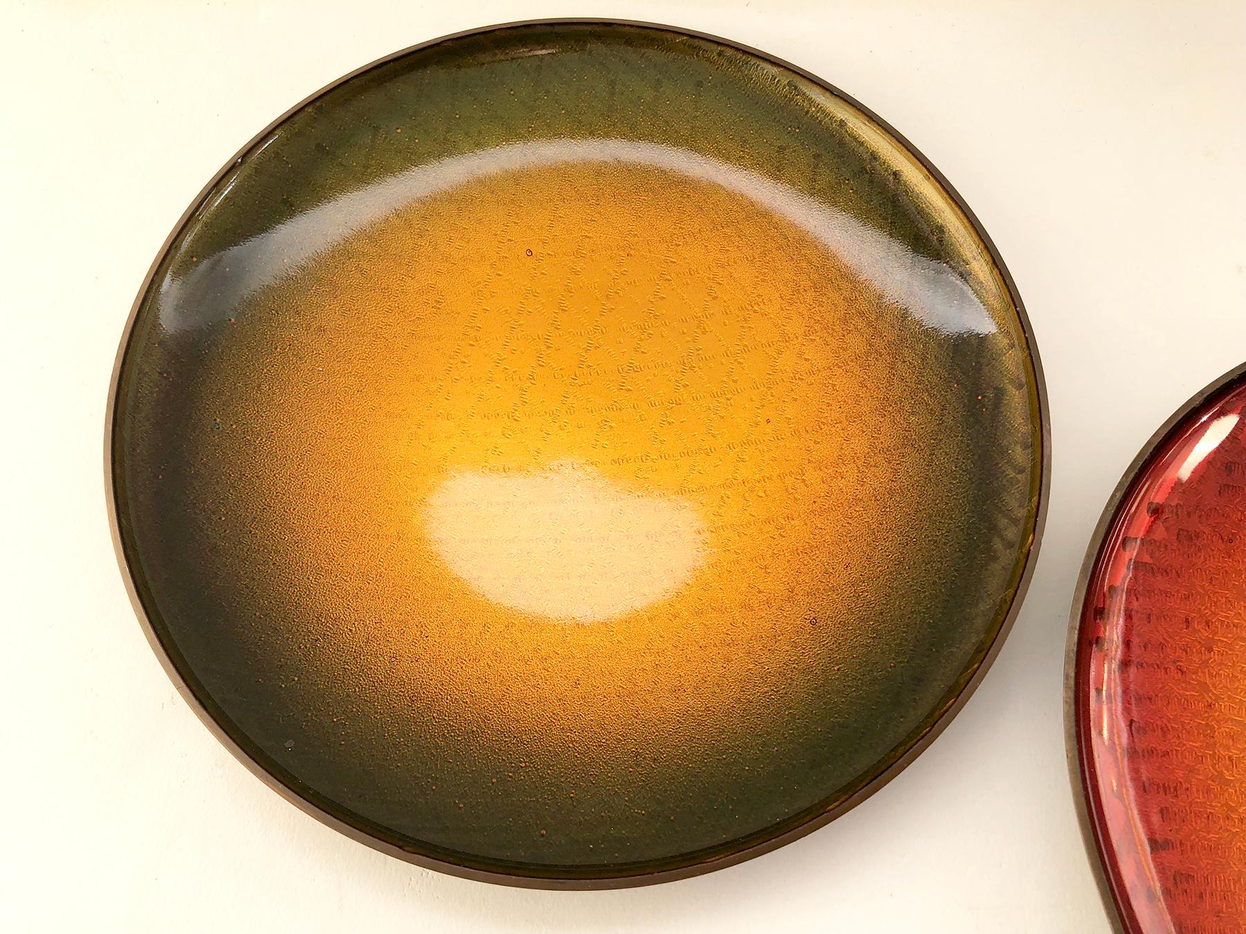 Mid-Century Modern David Andersen Norwegian Modernist Enamel over Copper Trays