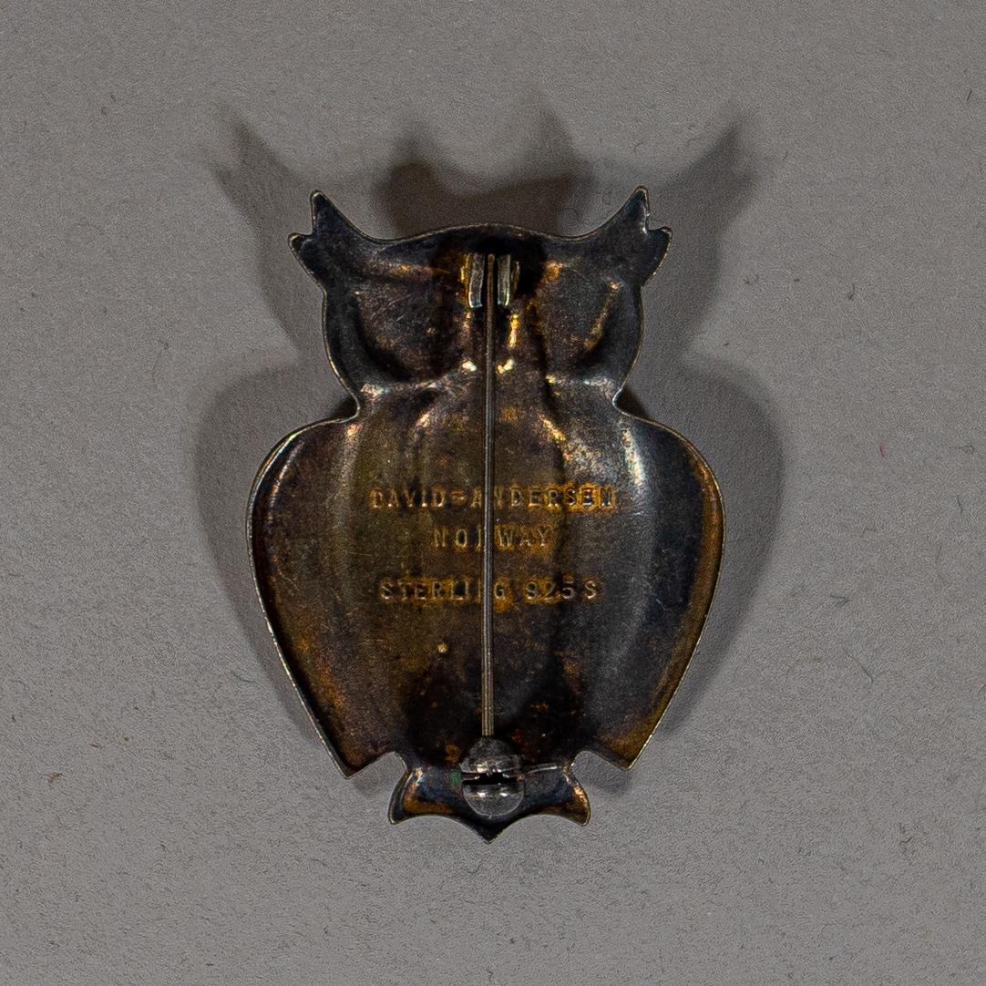 Argent sterling David Andersen Broche norvégienne en argent émaillé pourpre