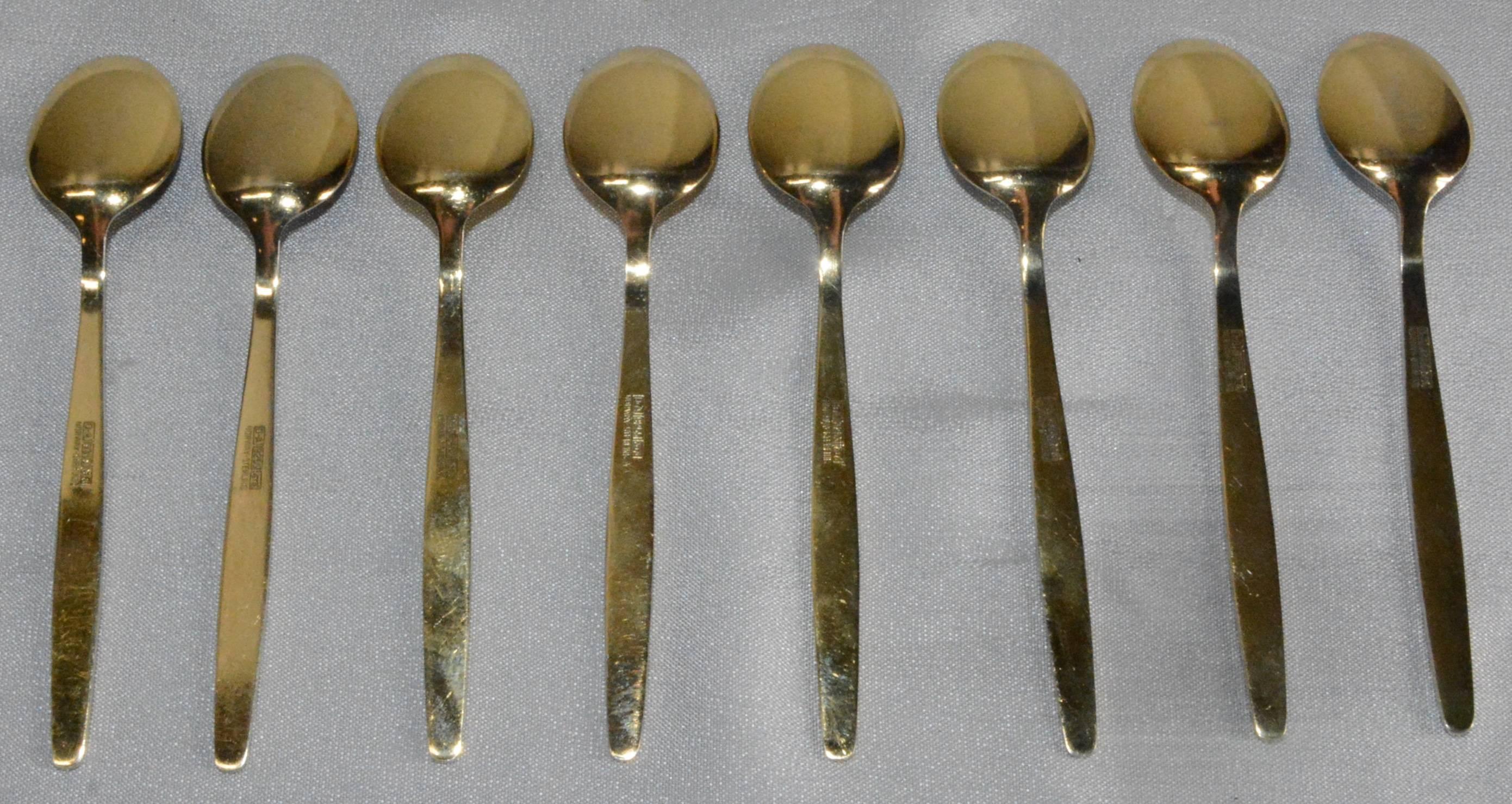 Mid-Century Modern David-Andersen Norwegian Sterling Silver and Enamel Demitasse Spoon Set in Case For Sale