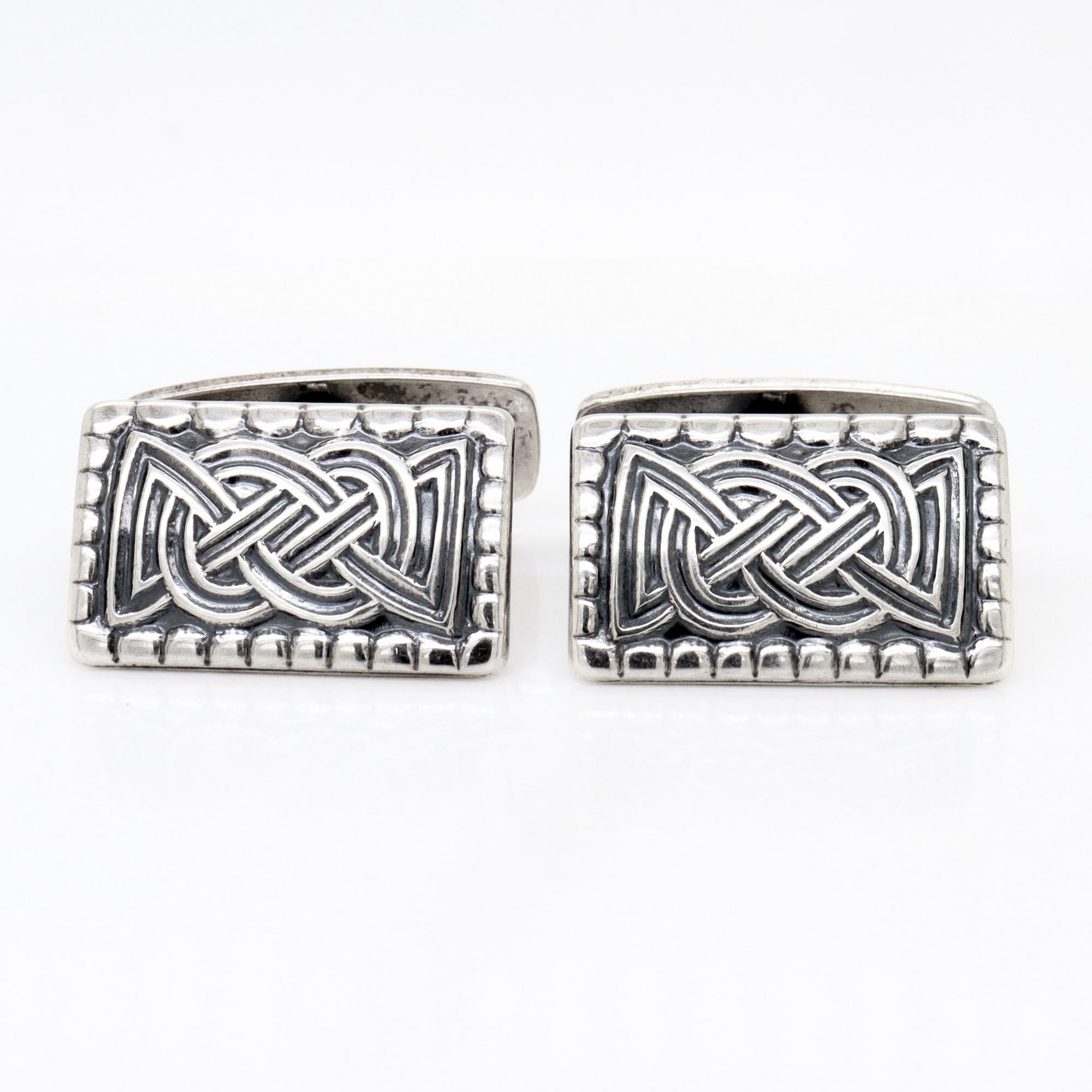 Women's or Men's David Andersen Scandanavian Modern Sterling Silver Oseberg Celtic Knot Cufflinks For Sale