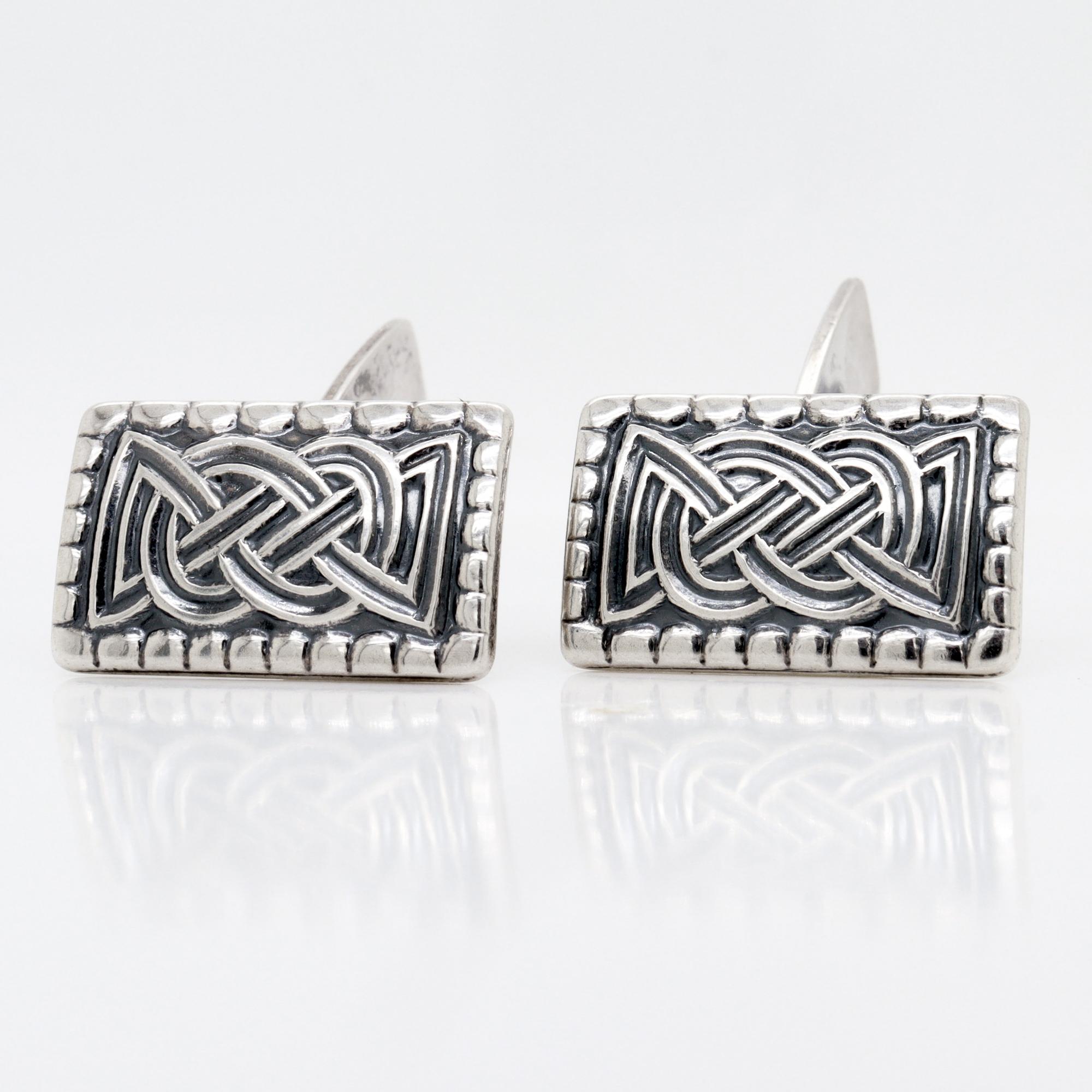 David Andersen Scandanavian Modern Sterling Silver Oseberg Celtic Knot Cufflinks For Sale 2