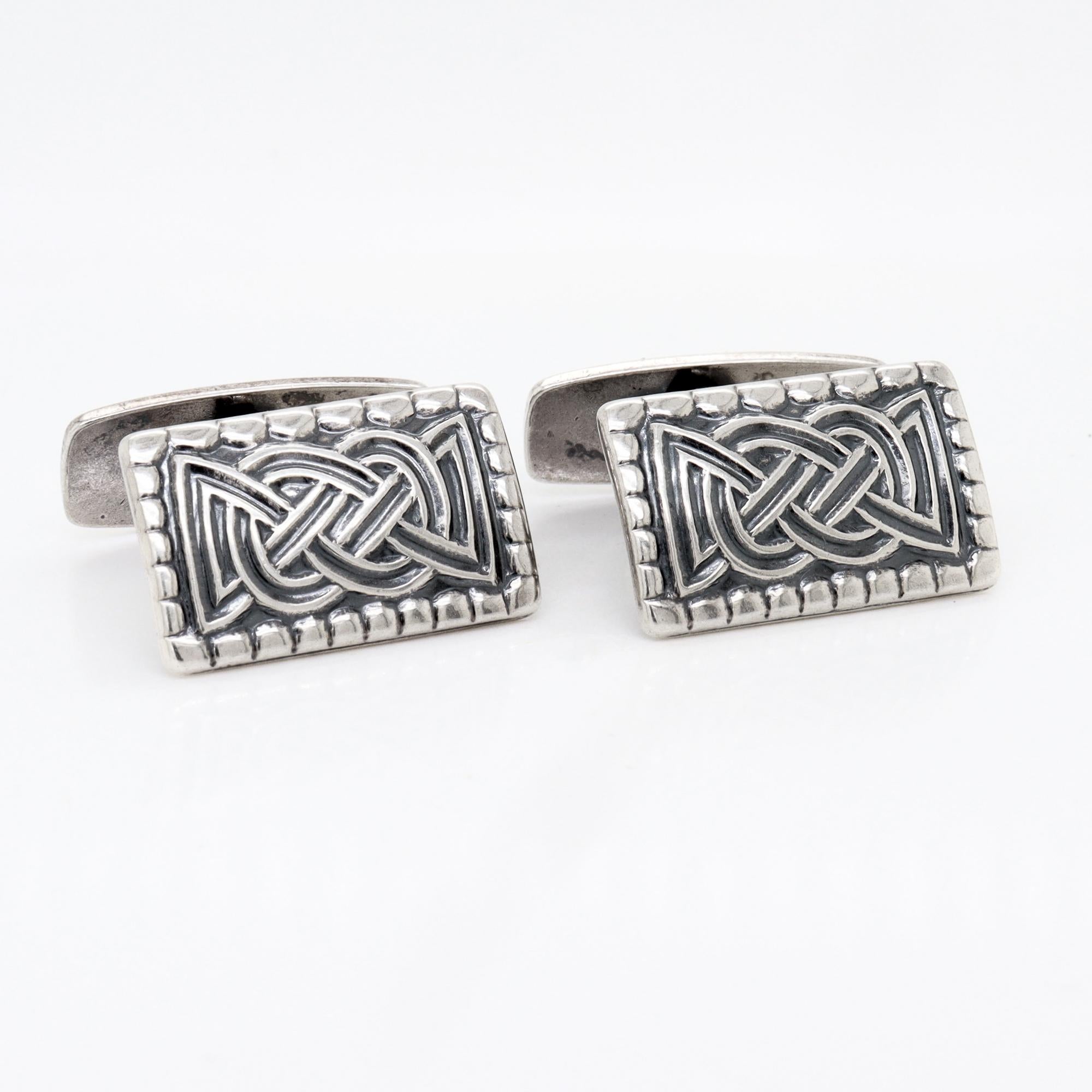 David Andersen Scandanavian Modern Sterling Silver Oseberg Celtic Knot Cufflinks For Sale 3