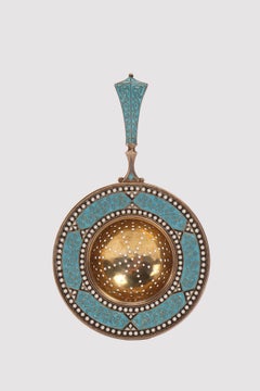 David Andersen silver and enamels tea strainer, Denmark 1900.
