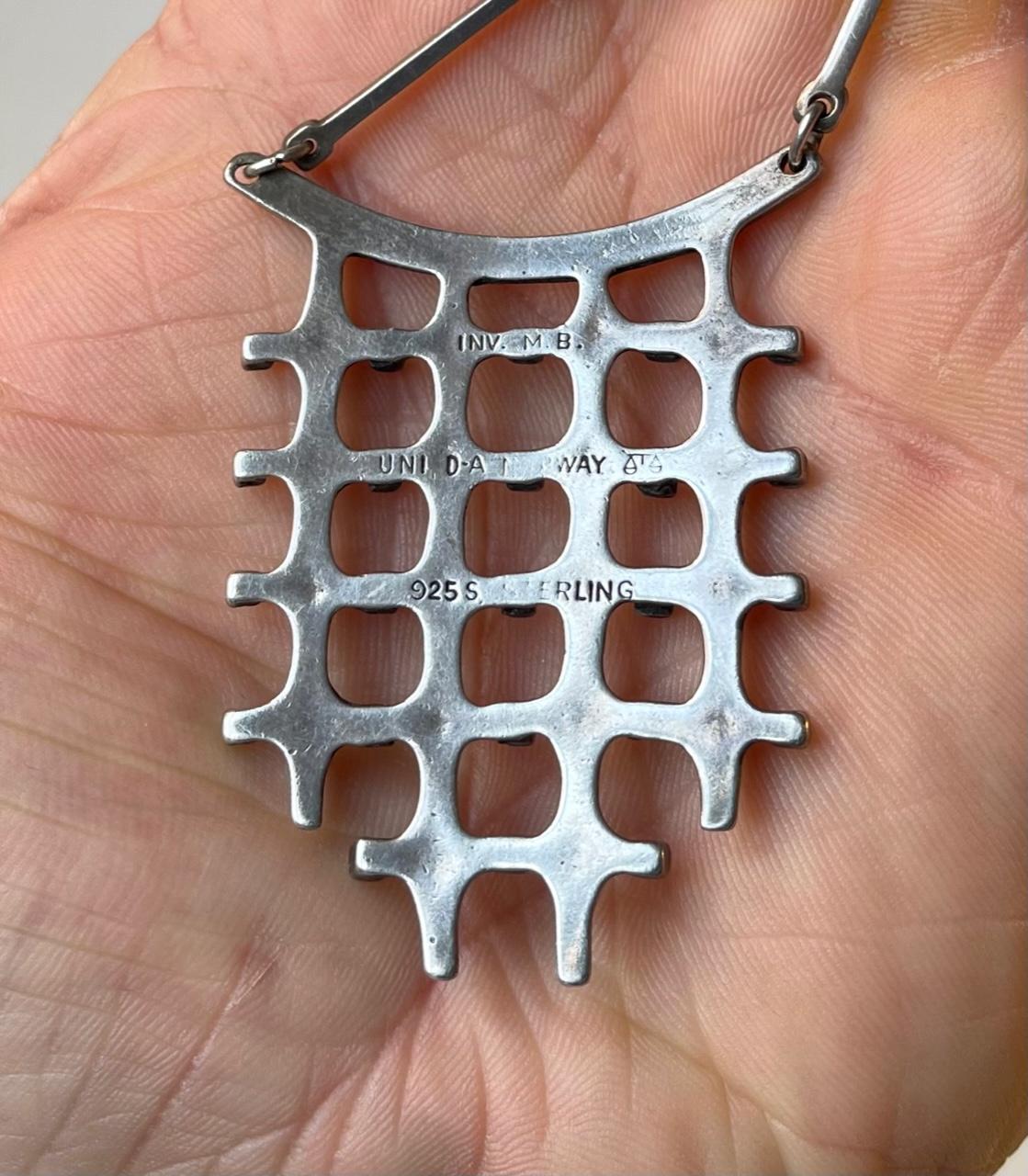 David Andersen Silver Brutalist Pendant Necklace by Marianne Berg, Norway 60s In Good Condition In Esbjerg, DK