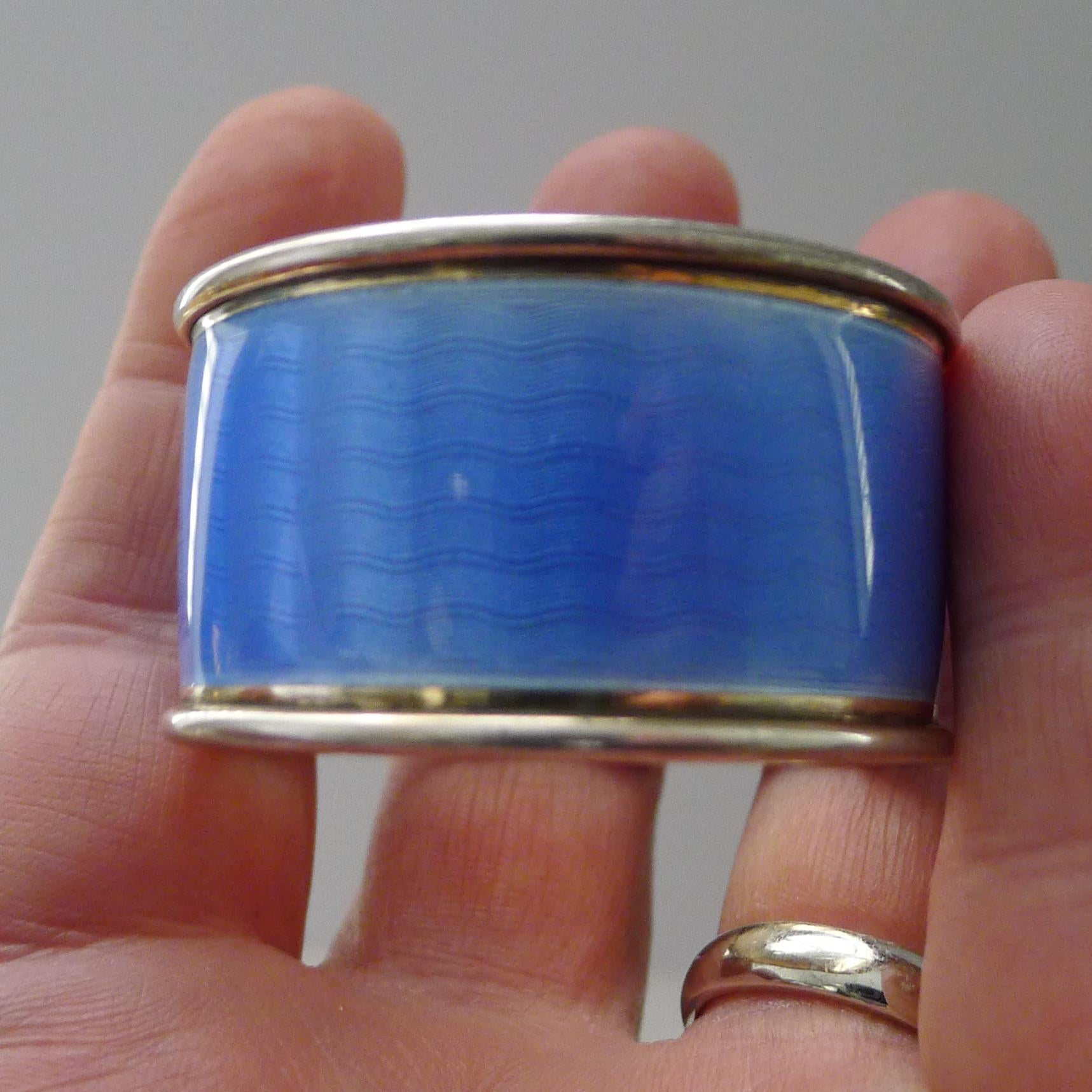 Norwegian David Andersen Silver Gilt & Guilloche Enamel Napkin Ring c.1920 For Sale