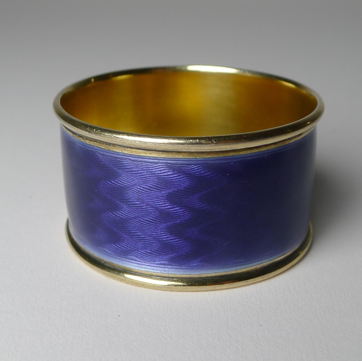 Norwegian David Andersen Silver Gilt & Guilloche Enamel Napkin Ring c.1920 For Sale