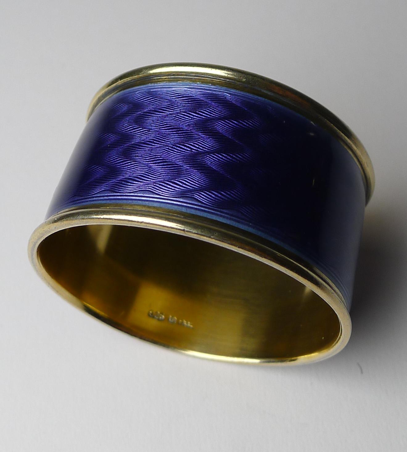 David Andersen Silver Gilt & Guilloche Enamel Napkin Ring c.1920 In Good Condition For Sale In Bath, GB
