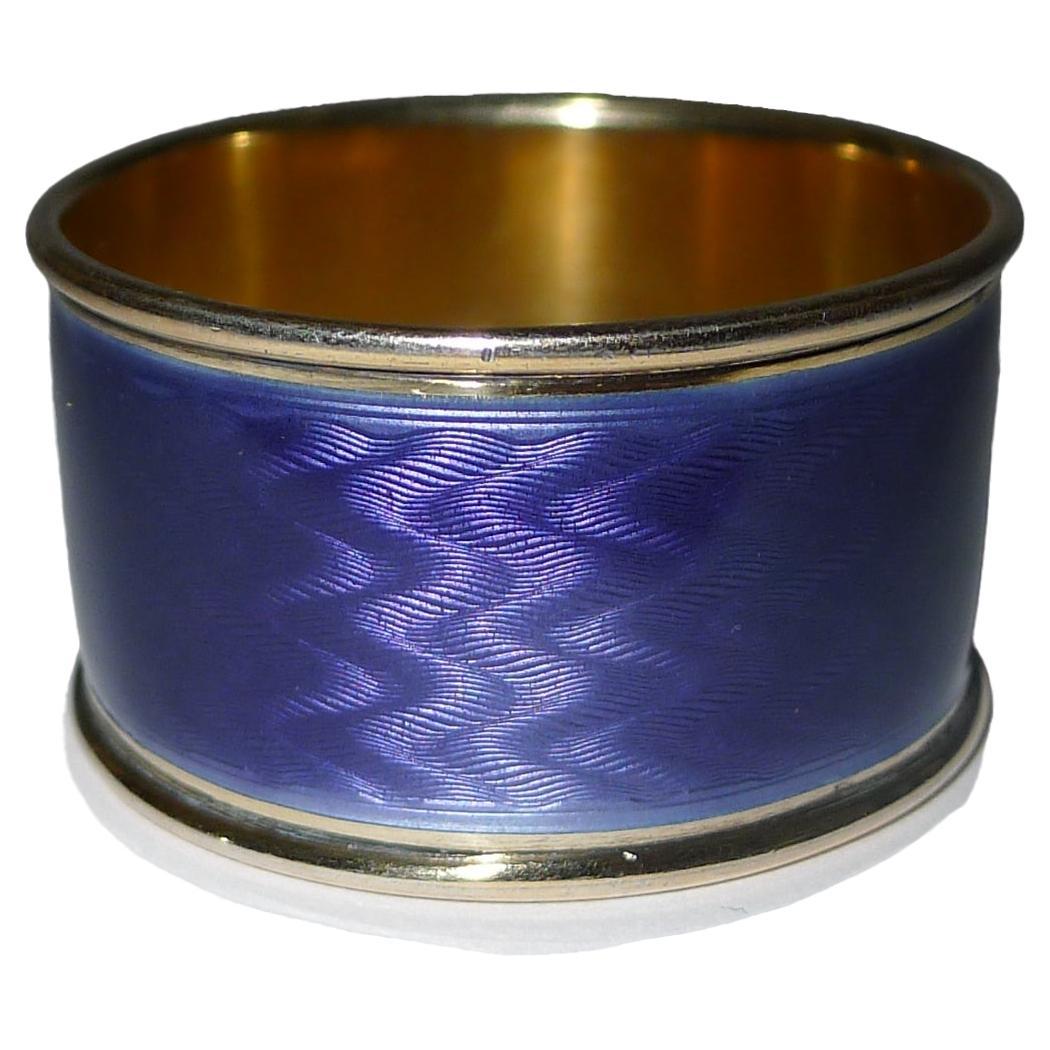 David Andersen Silver Gilt & Guilloche Enamel Napkin Ring c.1920 For Sale
