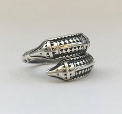 Verstellbarer Silberschlangen- Bypass-Ring Norwegischer Vintage-Schmuck von David Andersen